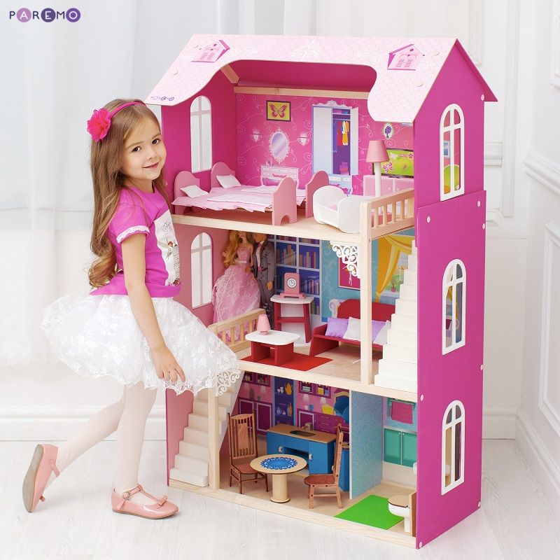 Кукольный домик для Барби Вдохновение (16 предметов мебели, 2 лестницы)