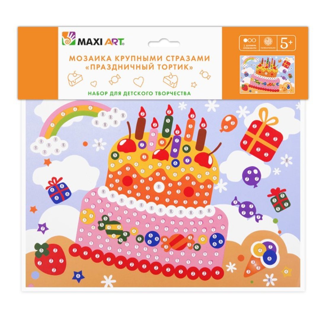 Мозаика крупными стразами Maxi Art Праздничный Тортик