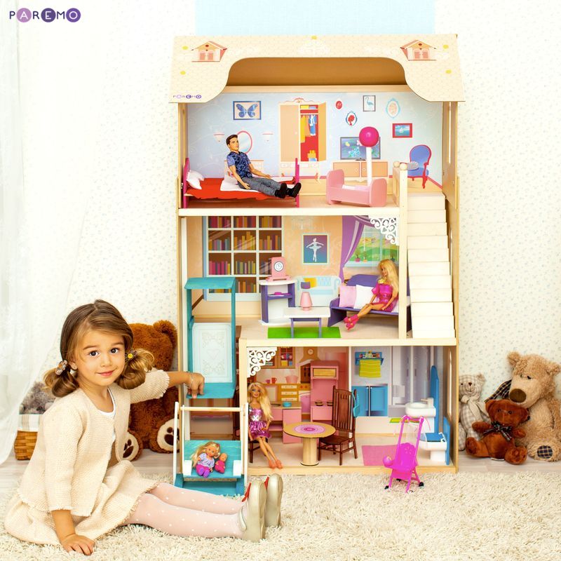 Кукольный домик для Барби Грация (16 предметов мебели, лестница, лифт, качели)