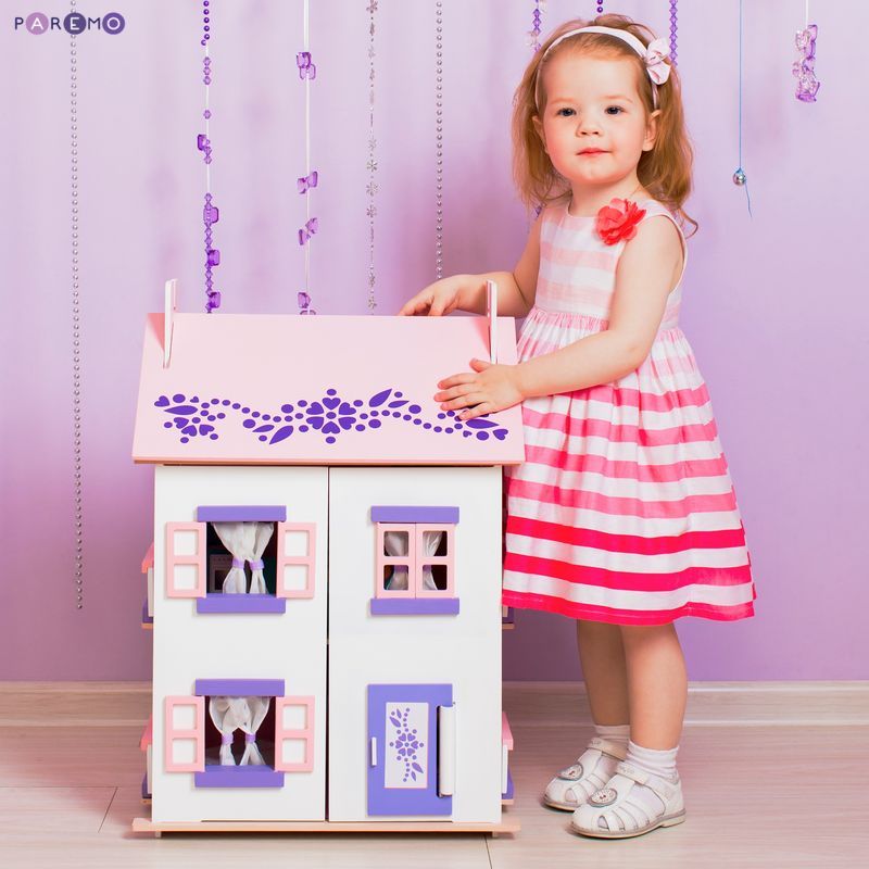 Деревянный кукольный домик Анастасия с 15 предметами мебели